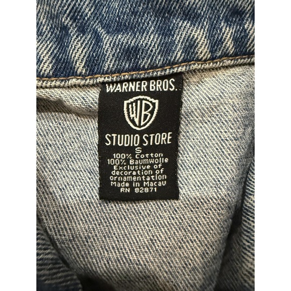 Vintage 90s Looney Tunes Taz Denim Vest Warner Bros NY Manhattan SM Retro WB - Picture 4 of 7